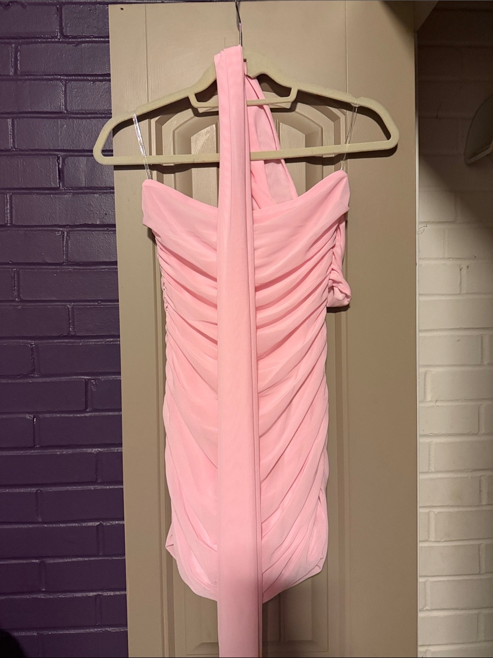 Peppermayo Strapless Ruched Pink Mini Dress